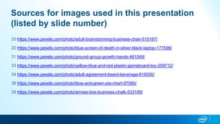 Sources for images used in this presentation
(listed by slide number)
20 https://www.pexels.com/photo/adult-brainstorming-business-chair-515167/
22 https://www.pexels.com/photo/blue-screen-of-death-in-silver-black-laptop-177598/
31 https://www.pexels.com/photo/ground-group-growth-hands-461049/
33 https://www.pexels.com/photo/yellow-blue-and-red-plastic-gameboard-toy-209712/
34 https://www.pexels.com/photo/adult-agreement-beard-beverage-618550/
38 https://www.pexels.com/photo/blue-and-green-pie-chart-97080/
39 https://www.pexels.com/photo/arrows-box-business-chalk-533189/
 
