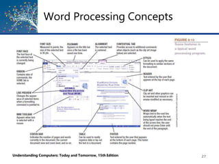 Word Processing Concepts
Understanding Computers: Today and Tomorrow, 15th Edition 27
 