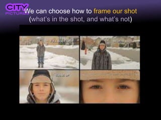 We can choose how to frame our shot
(what’s in the shot, and what’s not)
 