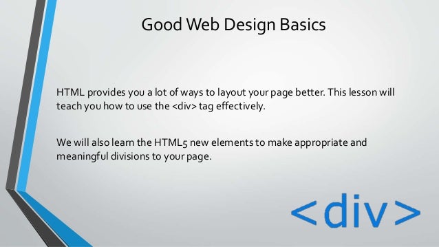 HTML5- Create divisions in a web page