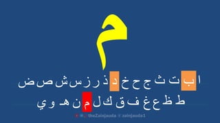 ‫ا‬‫ب‬‫ت‬‫ث‬‫ج‬‫ح‬‫خ‬‫د‬‫ذ‬‫ر‬‫ز‬‫س‬‫ص‬‫ض‬
‫ط‬‫ظ‬‫ع‬‫غ‬‫ف‬‫ق‬‫ك‬‫ل‬‫م‬‫ن‬
‫ش‬
‫هـ‬‫و‬‫ي‬
 