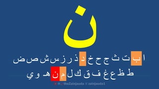 ‫ا‬‫ب‬‫ت‬‫ث‬‫ج‬‫ح‬‫خ‬‫د‬‫ذ‬‫ر‬‫ز‬‫س‬‫ص‬‫ض‬
‫ط‬‫ظ‬‫ع‬‫غ‬‫ف‬‫ق‬‫ك‬‫ل‬‫م‬‫ن‬
‫ش‬
‫هـ‬‫و‬‫ي‬
 