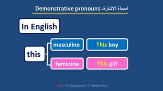 this
masculine
feminine
This boy
This girl
‫اإلشارة‬ ‫ءĬīأسماĬ-
In English
 