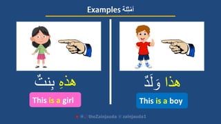 ‫هذا‬‫د‬َ‫ل‬ َ‫وĬِīهĬīهذĬīنتĬِīبĬ
This is a boyThis is a girl
‫لة‬ِ‫ث‬ْ‫أم‬
 