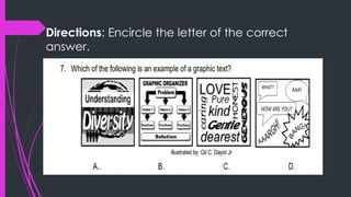 Directions: Encircle the letter of the correct
answer.
 