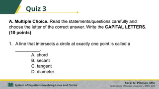 Understanding Systems of Equations Involving Lines and Circles ...