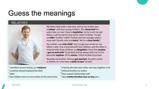 Guess the meanings
• Widow – a woman
9/3/20XX Presentation Title 4
 