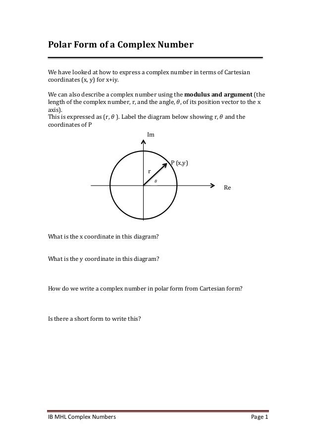 lesson 3 argument polar form of a complex number write complex number in polar form