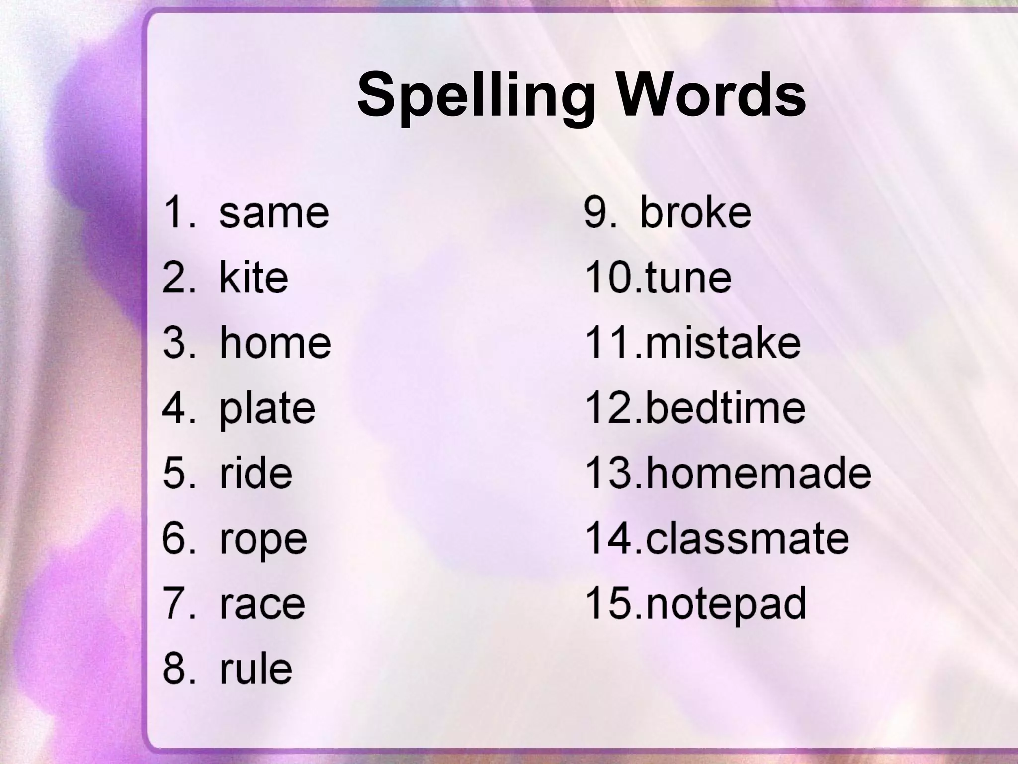 Spelling Words 