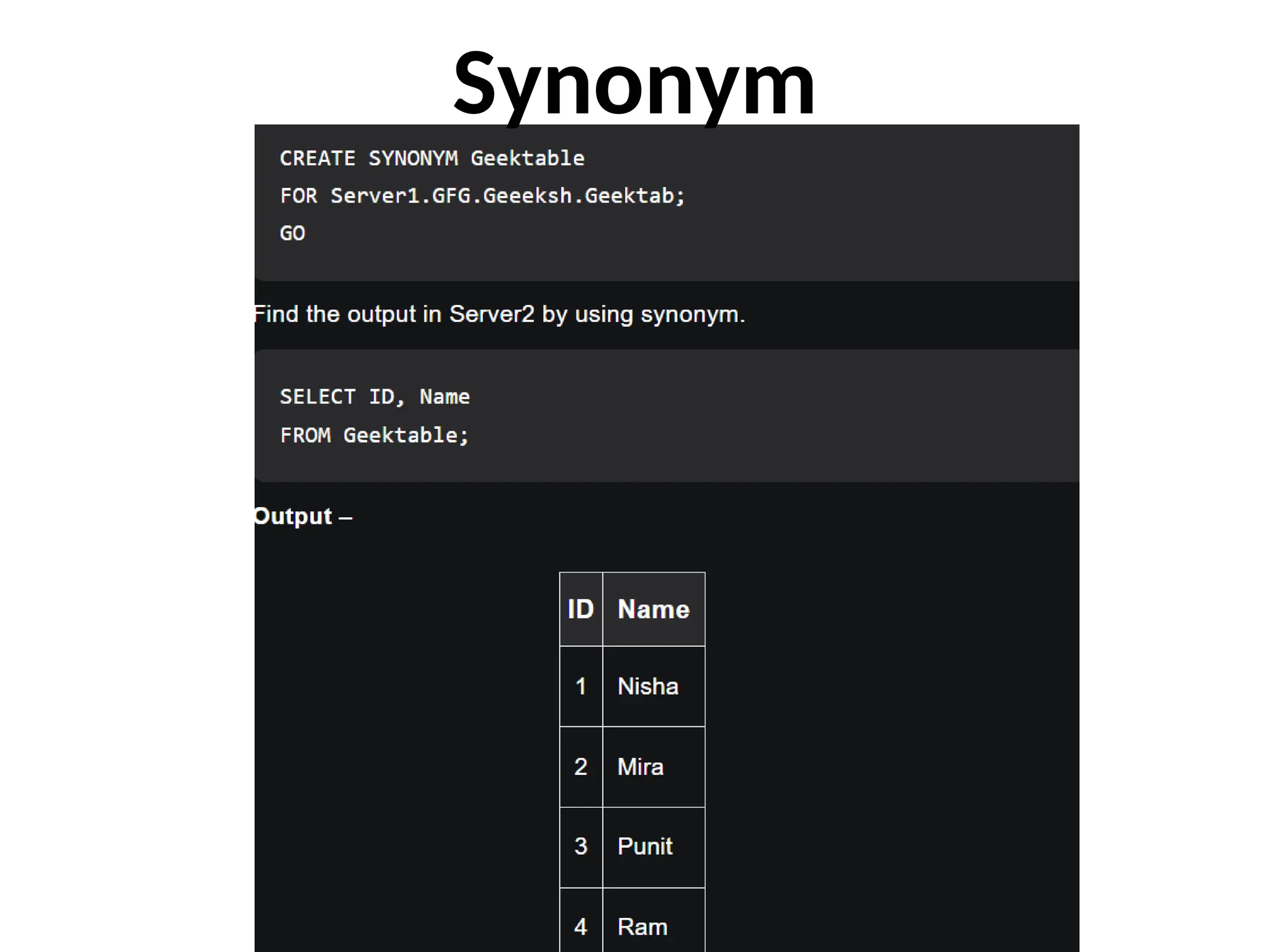 Synonym
 