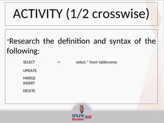 Lesson 3 DDL .ppt DDL for database management system | PPT