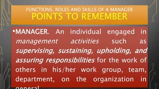 Lesson 3 Functions, Roles And Skills Of A Manager