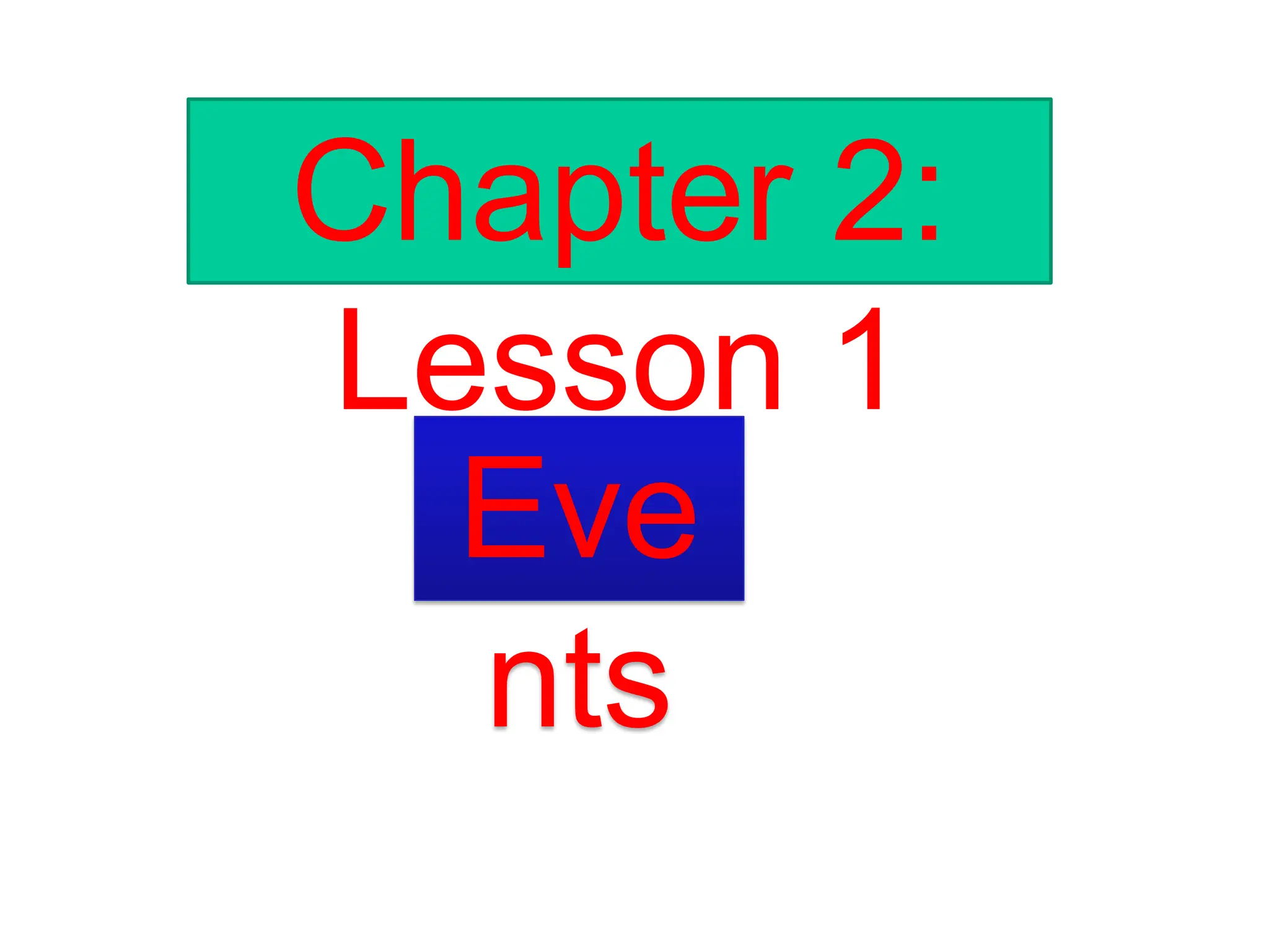 Chapter 2:
Lesson 1
Eve
nts
 