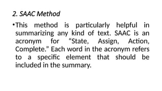 Saac Method Sample LESSON 3 Techniques in Summarizing LESSON in EAPP | PPTX