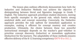 Deductive Lesson Plan Example PARTS OF LESSON PLAN (TRADITIONAL MODEL) | PDF