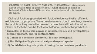 LESSON 3 UNIT 2 Formulating a Statement of Opinion, Claims of.pptx