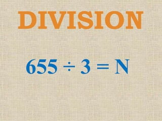 DIVISION
655 ÷ 3 = N
 