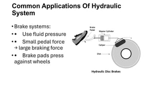 Common Applications Of Hydraulic
System
 