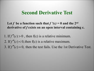 Lesson 4.3 First and Second Derivative Theory | PPT