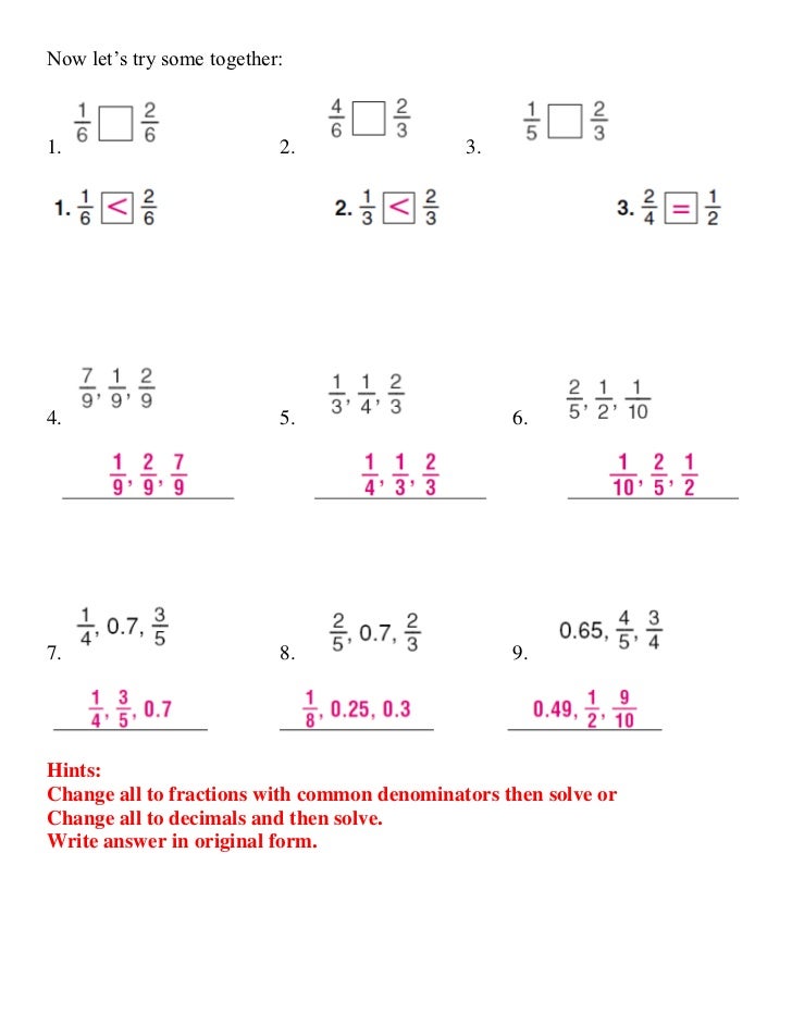 Lesson 4 6 comparing and ordering fractions