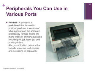 Computer Peripherals Printer Lesson4 Buttons, Sockets, Slots | PPTX