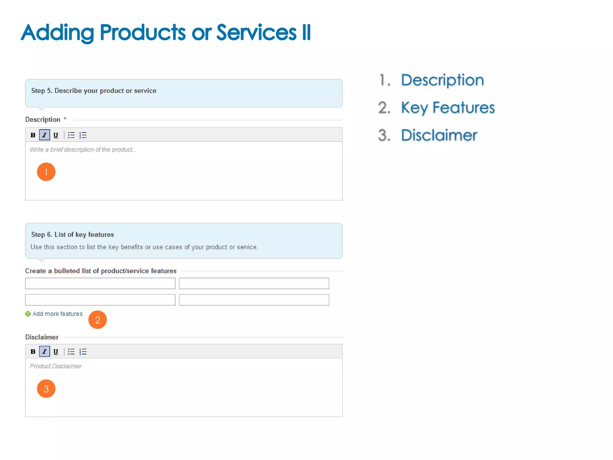 1. Description
2. Key Features
3. Disclaimer
1

2

3

 