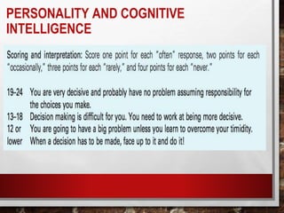 PERSONALITY AND COGNITIVE
INTELLIGENCE
 