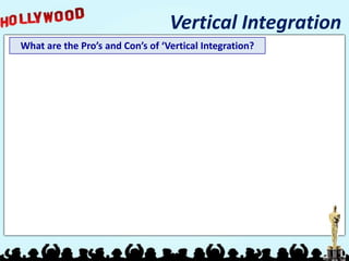 Vertical Integration
What are the Pro’s and Con’s of ‘Vertical Integration?
 