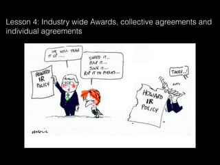 Lesson 4: Industry wide Awards, collective agreements and
individual agreements
 