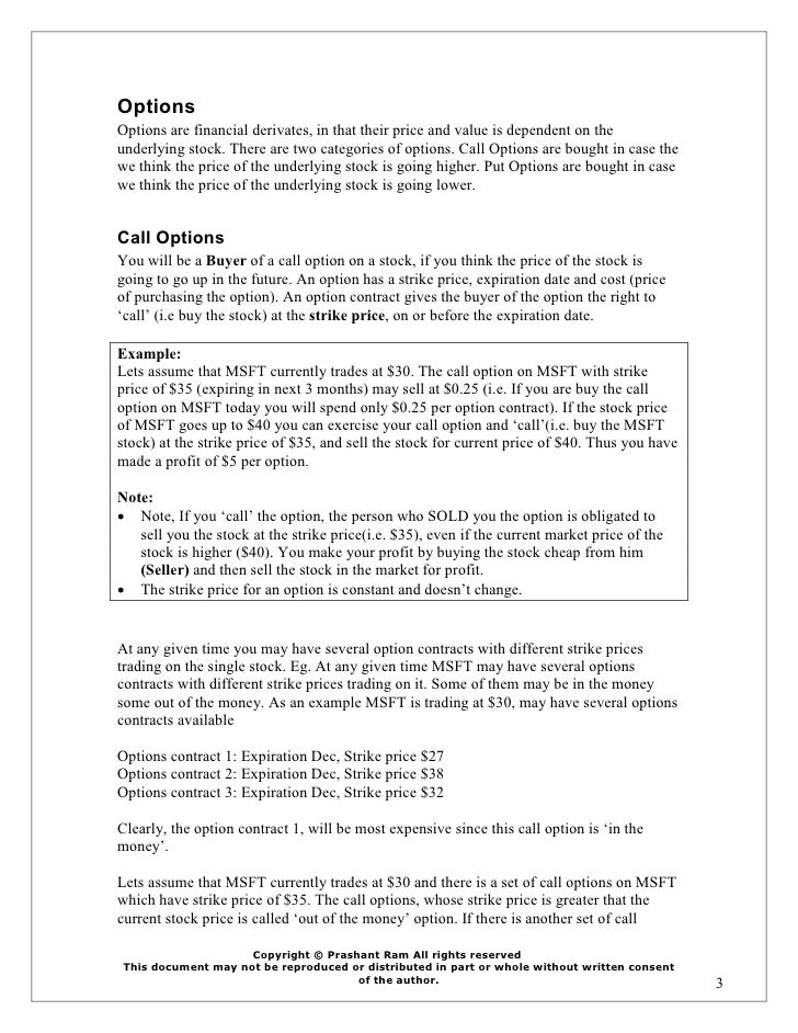 How to write an option contract