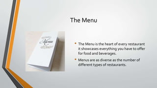 Lesson 4 the menu | PPTX