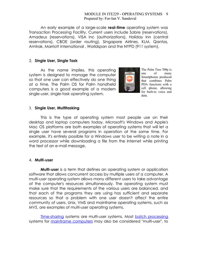 Lesson 4 Types Of Operating Systems | PDF