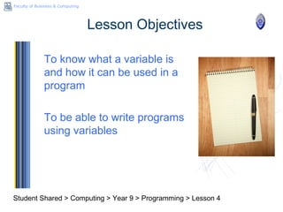 python activity: input and variables - learning... Lesson 4 variables in Python | PPT