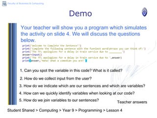 Lesson 4 variables in Python | PPT