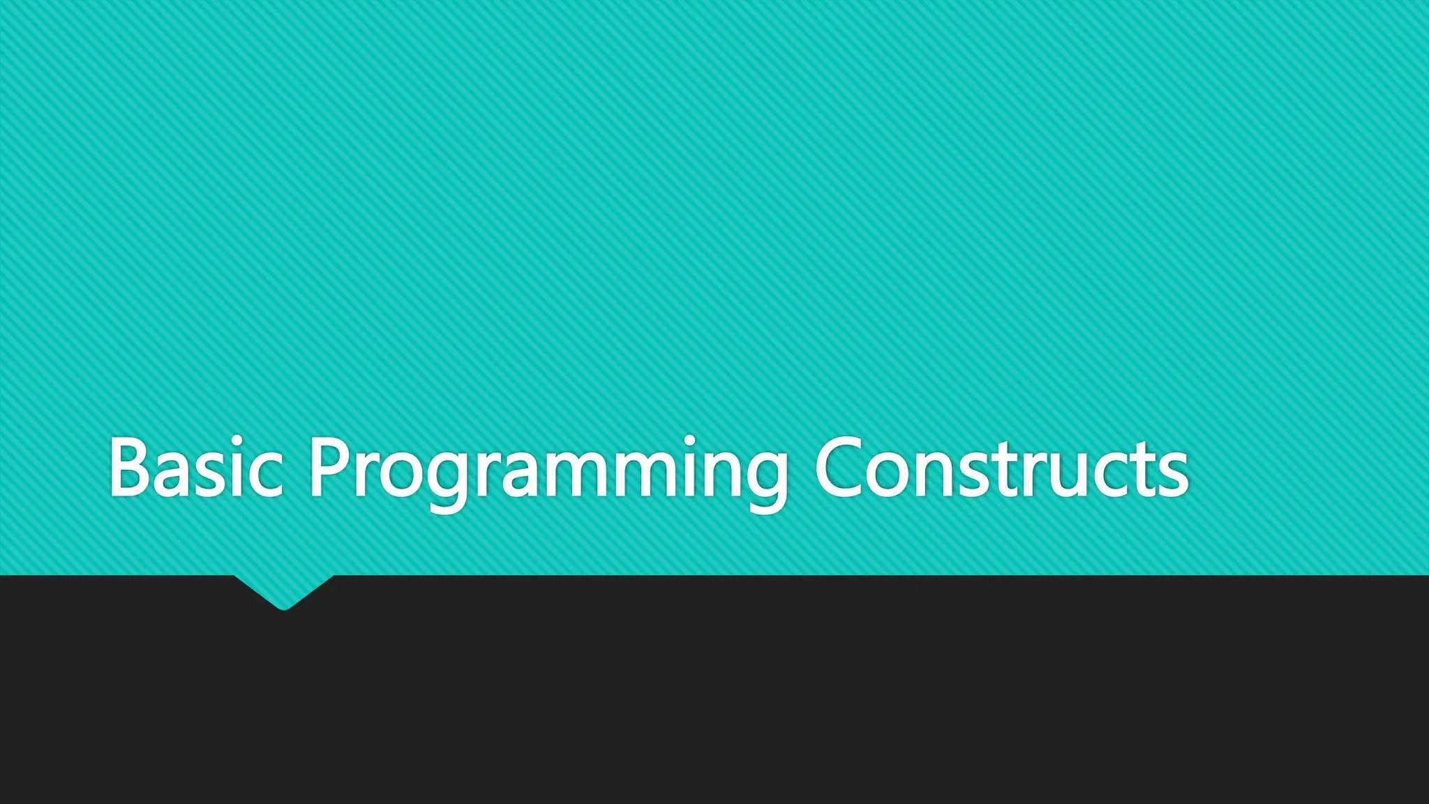Basic Programming Constructs
 