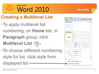 How to create a multilevel list using styles in word 2013 - hoolicore