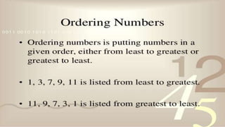 Comparing and Ordering numbers
