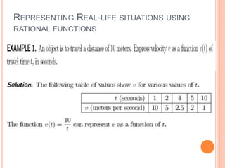 Rational Function In Real Life