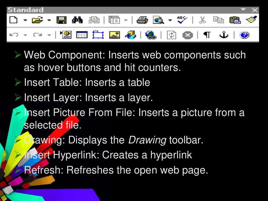 Standard and formatting toolbar