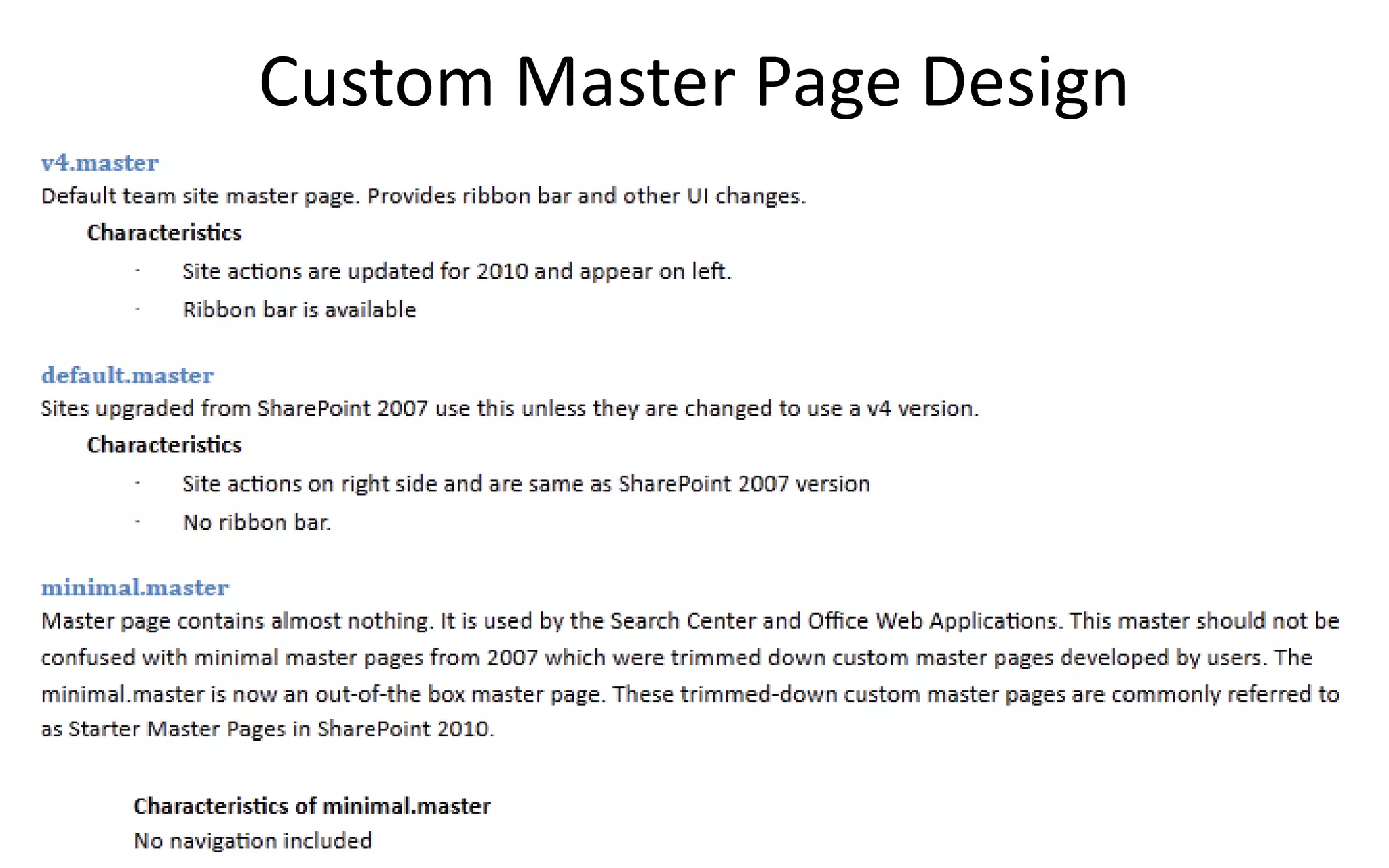 Custom Master Page Design
 
