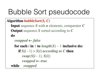 Bubble Sort pseudocode
 