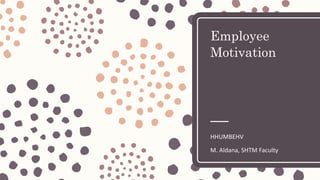 Employee
Motivation
HHUMBEHV
M. Aldana, SHTM Faculty
 