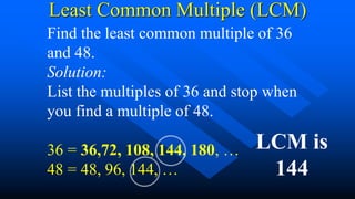 GREATEST COMMON FACTOR AND LEAST COMMON MULTIPLE | PPT
