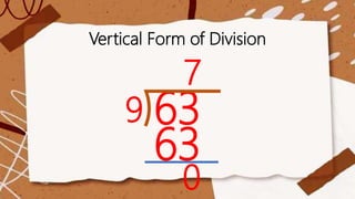 Vertical Form of Division
63
9
7
63
0