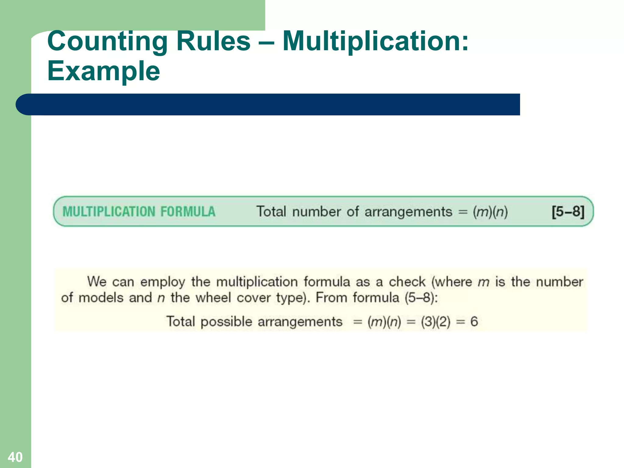 40
Counting Rules – Multiplication:
Example
 