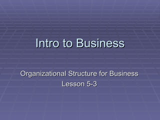 Intro to Business Organizational Structure for Business Lesson 5-3 