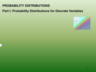 PROBABILITY DISTRIBUTIONS
Part I: Probability Distributions for Discrete Variables
1
 