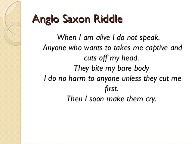 Anglo saxon riddles in beowulf picture