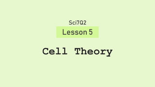 Cell Theory
Lesson 5
Sci7Q2
 