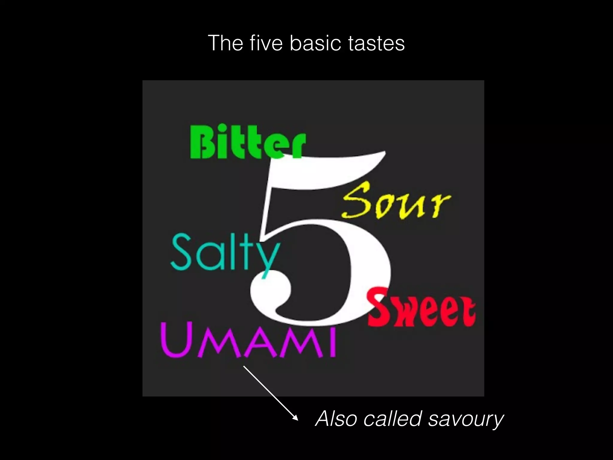 The five basic tastes
Also called savoury